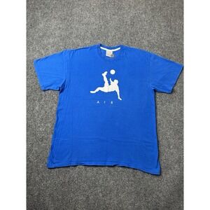 Mens T-Shirt Nike Air Soccer Graphic Blue, Size XL